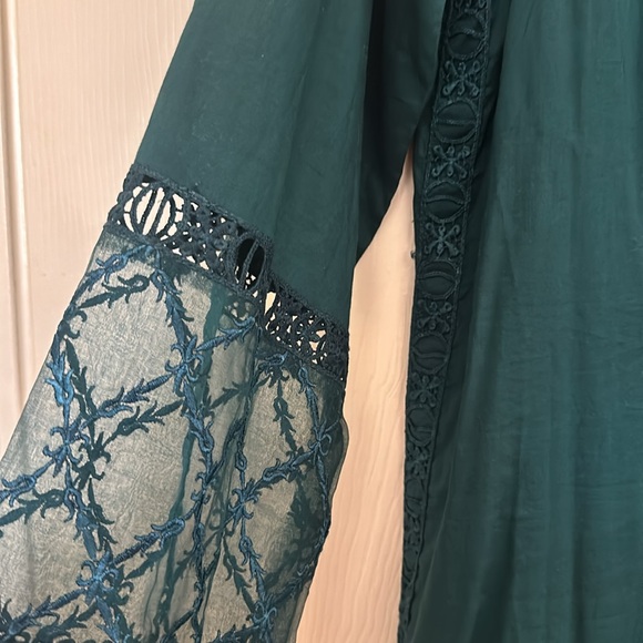 Agha Hassan 3 piece Pakistani suit -deep teal - Picture 4 of 9